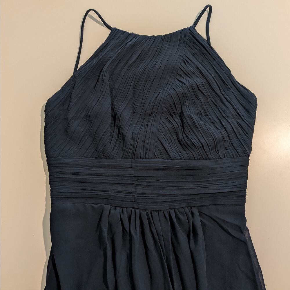 NEW Levkoff Navy Blue Pleated Halter Formal Bridesmaid Homecoming Dress Sz 6 NWT